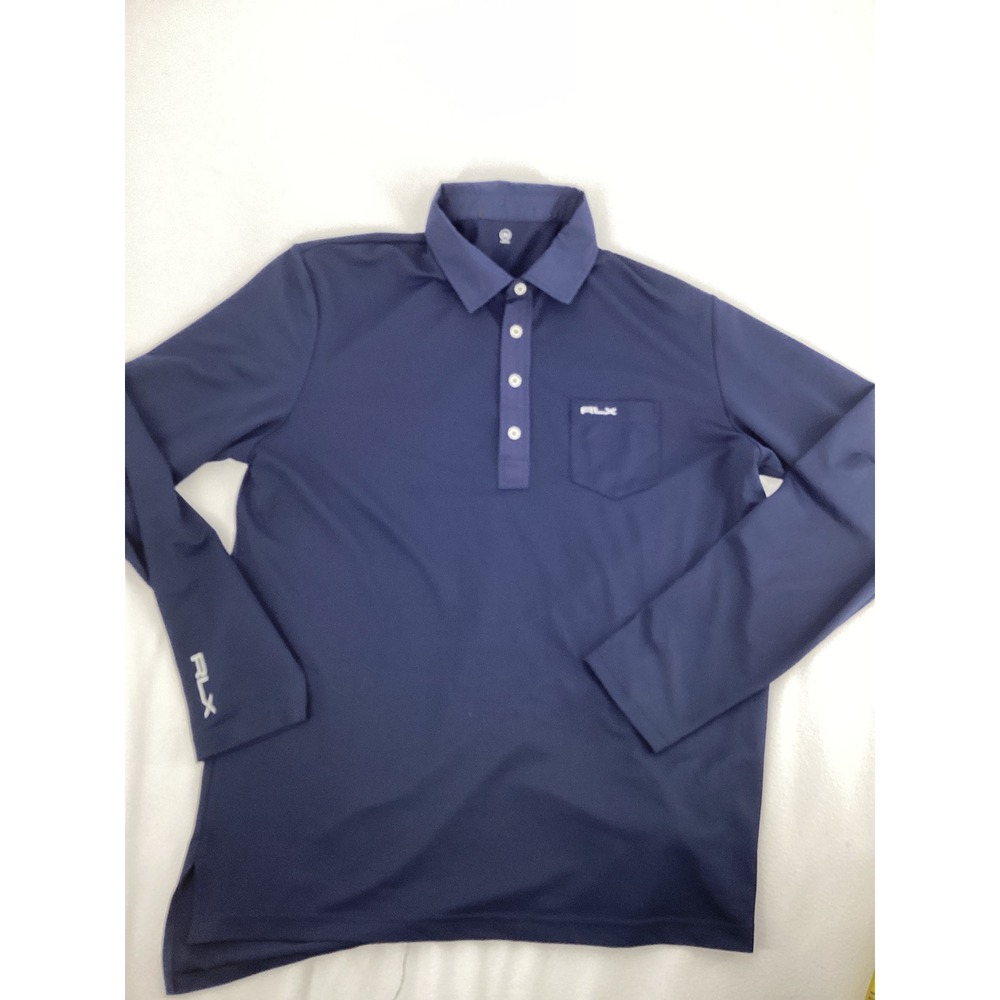 RLX Ralph Lauren Mens Navy Blue Long Sleeve Performance Golf Polo Shirt XL